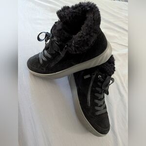 Ara Black Fur-Lined Women's Boots Size 8.5 Gore-Tex Winter Fall Snow Warm Cozy